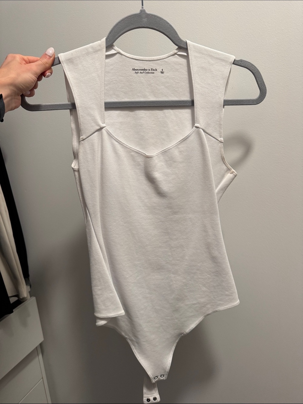 Abercrombie & Fitch White Square Neck Sleeveless Bodysuit